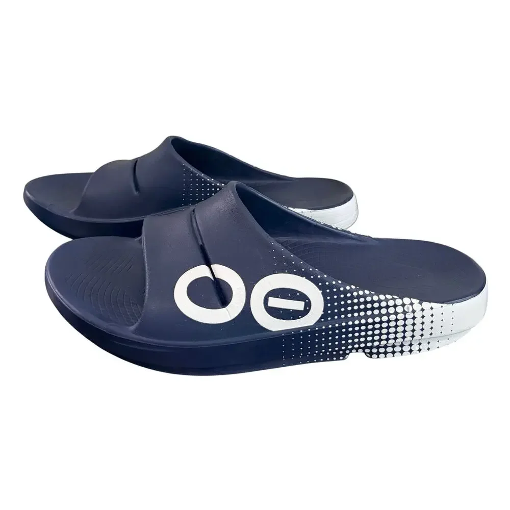 Oofos Ooahh Sport Slide Matrix Navy Men’s 13 Beach Pool Summer Comfort Sandal